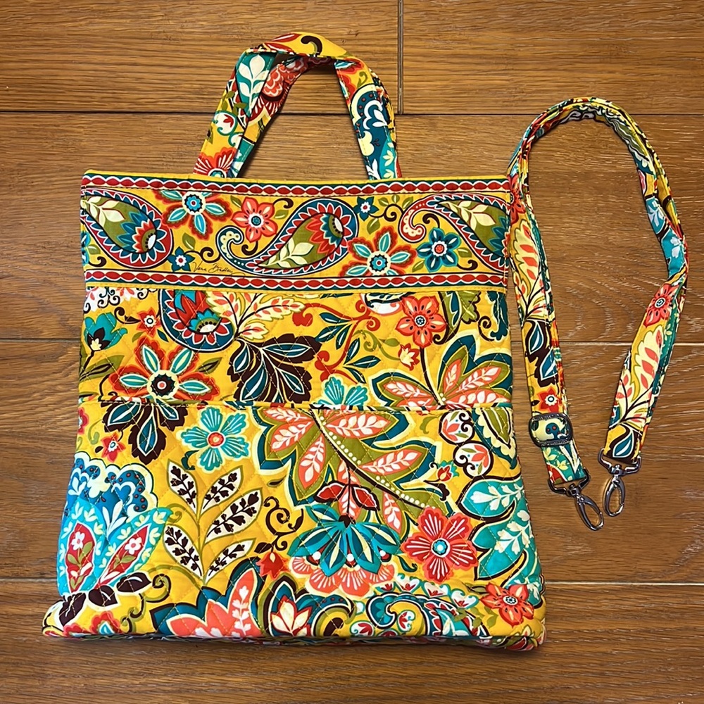 Vera Bradley Provencal Yellow Paisley Convertible Crossbody Tote Bag NWOT